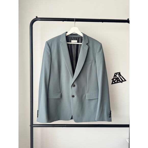 Dries Van Noten Slate-Blue Wool-Blend Blazer Suit Jacket - Picture 2 of 7